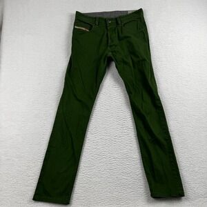 Diesel Thommer a Jeans Men 29W Green Denim Stretch Slim Carrot Button Fly Skinny